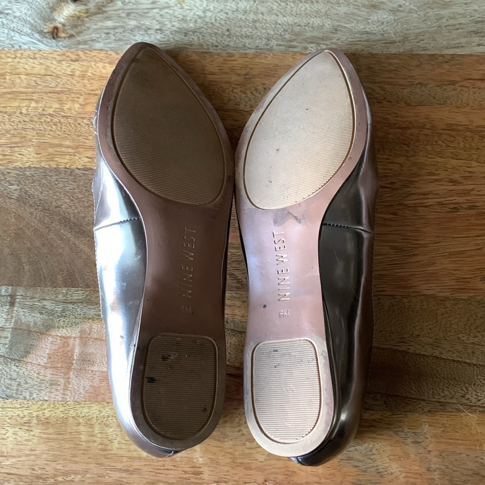 Nine West silver pointed flats 6 6M - Picture 3 of 14
